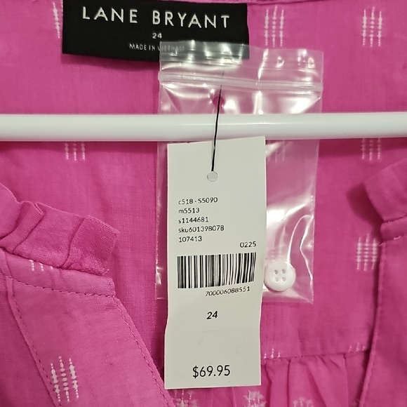 Lane Bryant Fuchsia Button-Down Blouse - Picture 3 of 6